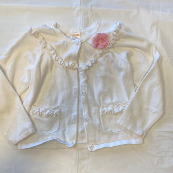Gymboree Other - Darling little girls 5T white Cardigan sweater with Ruffles pink flower Gymboree